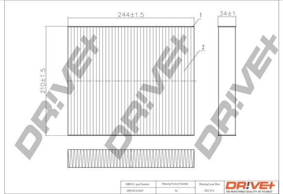 Filtr, vzduch v interiéru DRIVE DP1110.12.0047