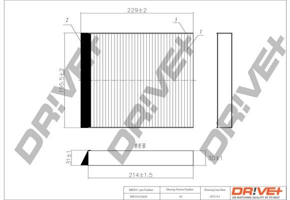 Filtr, vzduch v interiéru DRIVE DP1110.12.0024