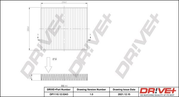 Filtr, vzduch v interiéru DRIVE DP1110.12.0243