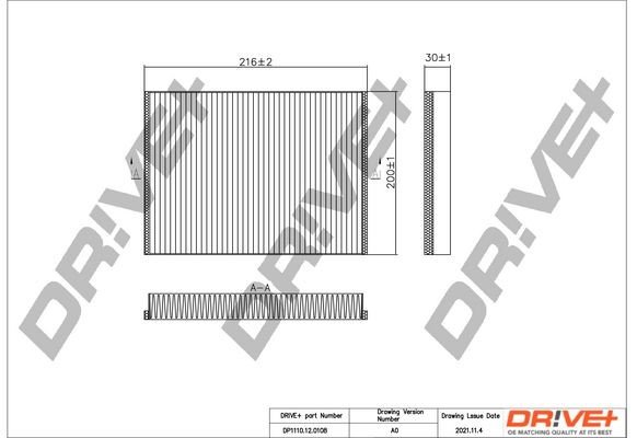 Filtr, vzduch v interiéru DRIVE DP1110.12.0108