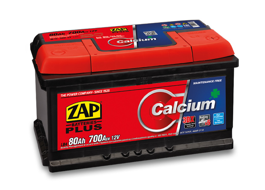 Autobaterie ZAP Calcium Plus 80Ah 12V 700A (316x175x175) P+