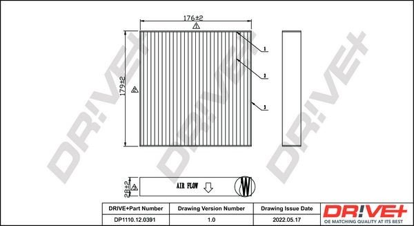 Filtr, vzduch v interiéru DRIVE DP1110.12.0391