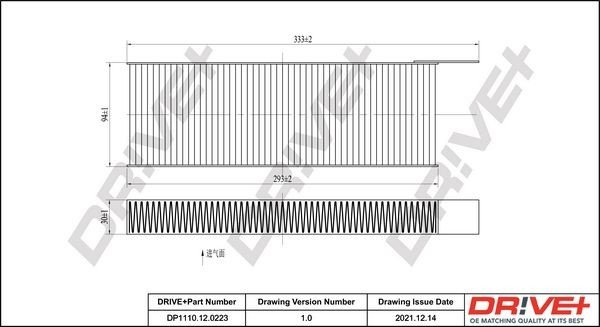 Filtr, vzduch v interiéru DRIVE DP1110.12.0223