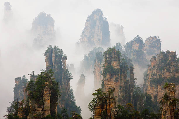 Peter Adams Umělecká fotografie China, Hunan, Zhangjijie, Mount Tianzi in fog, Peter Adams, (40 x 26.7 cm)