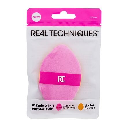 Real Techniques Miracle 2-In-1 Powder Puff víceúčelová labutěnka pro nanášení pudrových a tekutých produktů odstín růžová