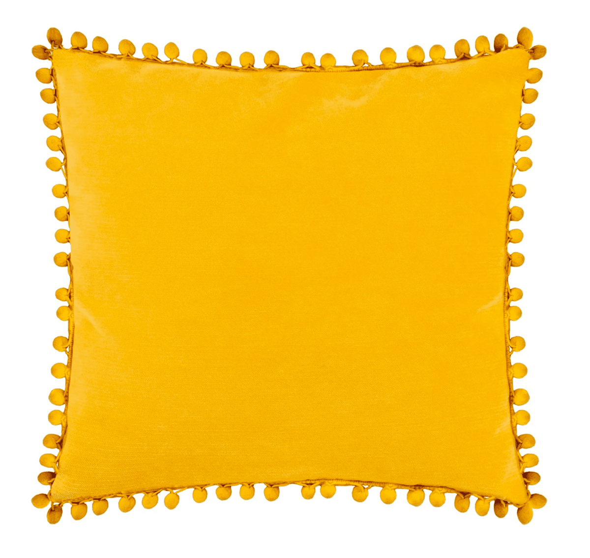 Dekorační polštář s výplní | ESLOV | hořčicová s bambulkami | 45x45 cm | 926277 Homla