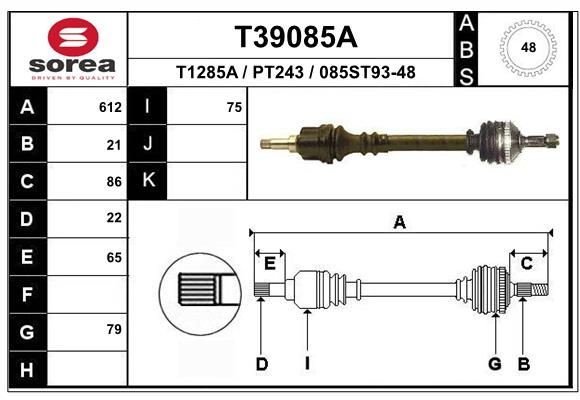 Hnací hřídel EAI T39085A