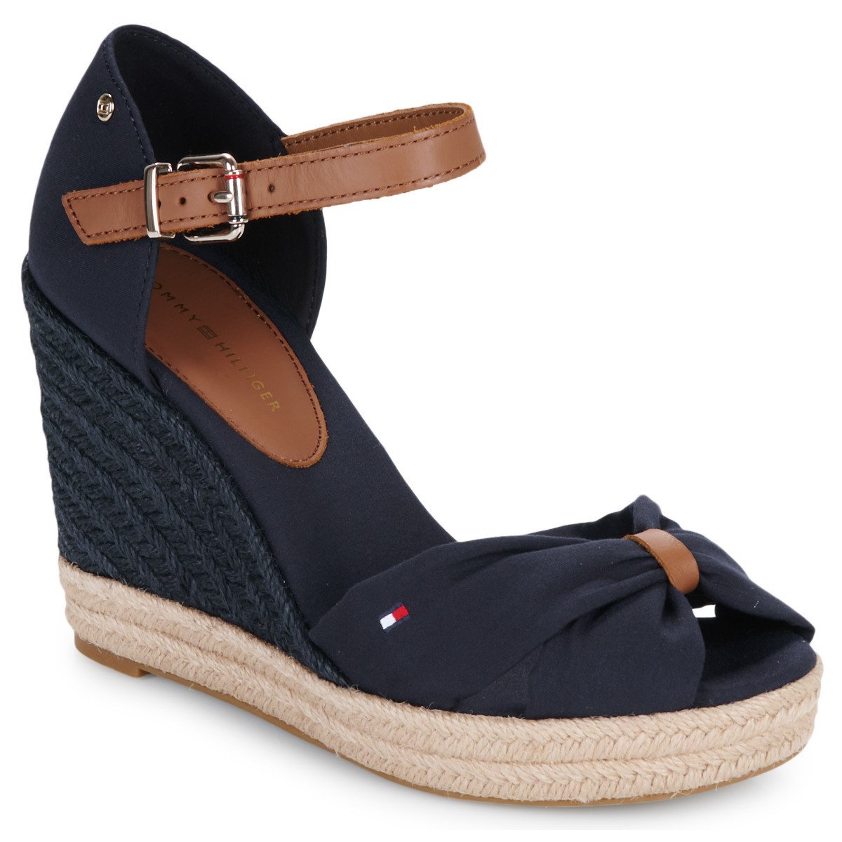Tommy Hilfiger  BASIC OPEN TOE HIGH WEDGE  Tmavě modrá