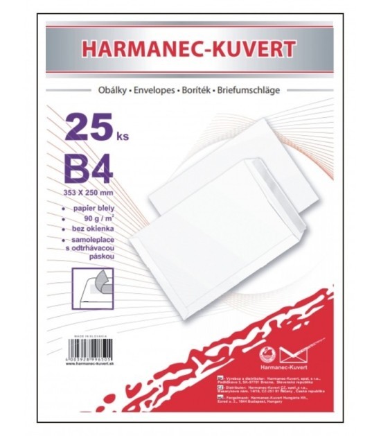 Harmanec-Kuvert Poštovní tašky B4 samolepicí - 25 ks
