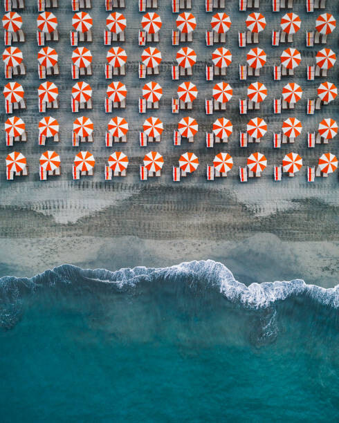 Abstract Aerial Art Umělecká fotografie Aerial shot showing rows of beach, Abstract Aerial Art, (30 x 40 cm)