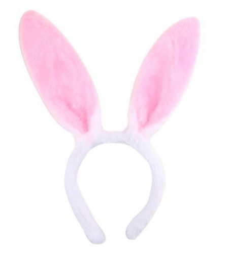 Čelenka králičí uši - bílo-růžová