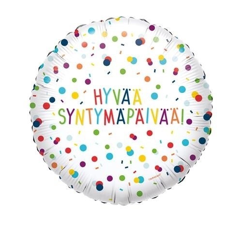 Foliový balonek Rainbow Confetti - finský nápis 43 cm