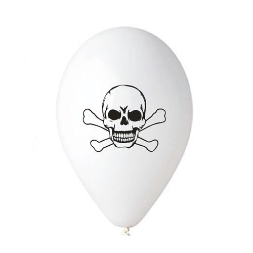 Latexový balonek pirátská lebka - bílý 30 cm