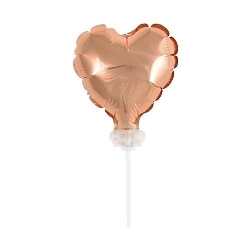 OZDOBA NA DORT nafukovací srdce rose gold - 8 cm