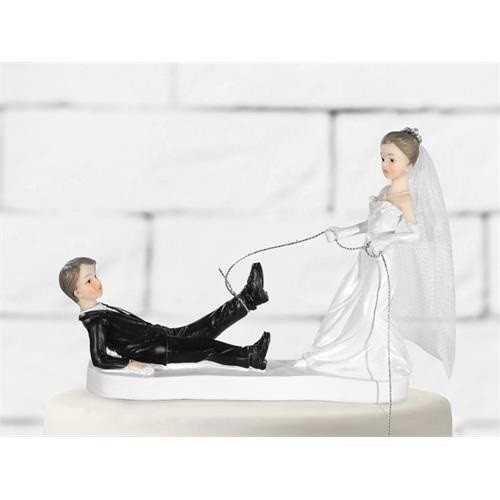 Svatební figurky na dort - uvázán za nohu 11 cm