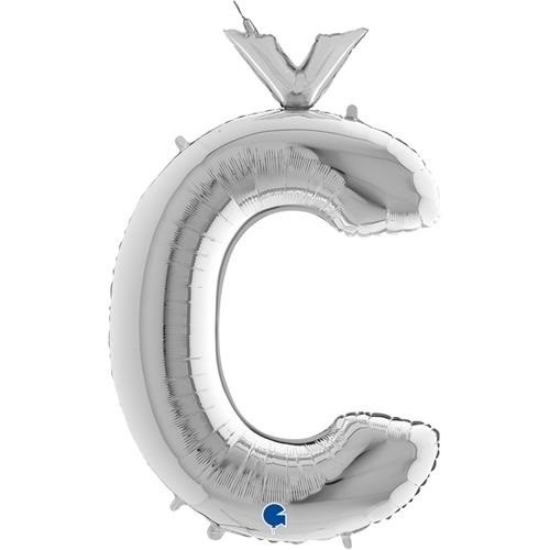 Foliové písmeno C s háčkem stříbrné 102 cm
