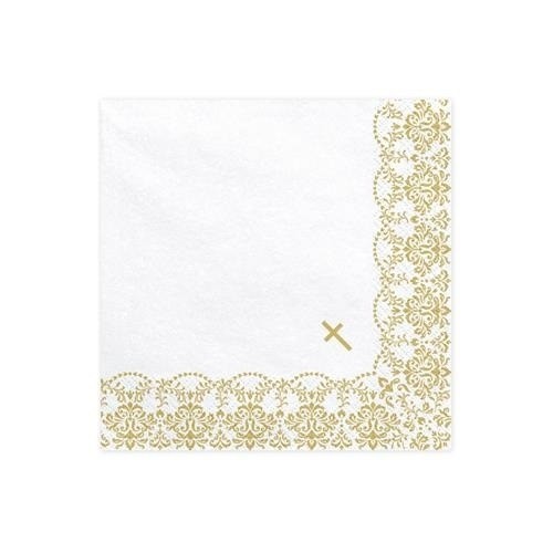 Papírové ubrousky Křtiny - zlaté ornamenty 20 ks