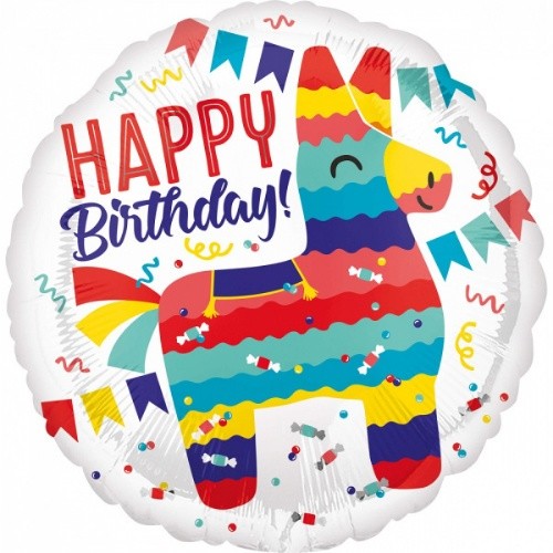 Foliový balonek Fiesta - Happy Birthday 45 cm