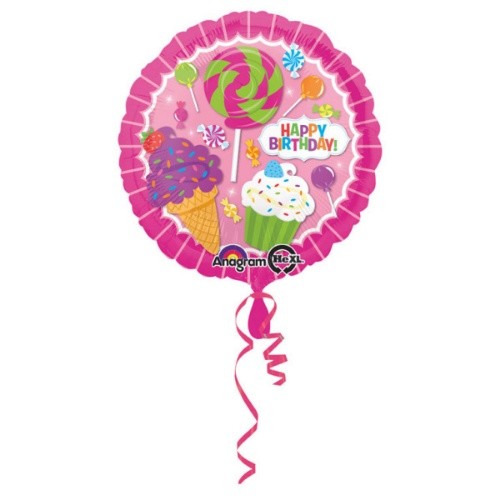 Foliový balonek Sweet candy - Happy Birthday 43 cm