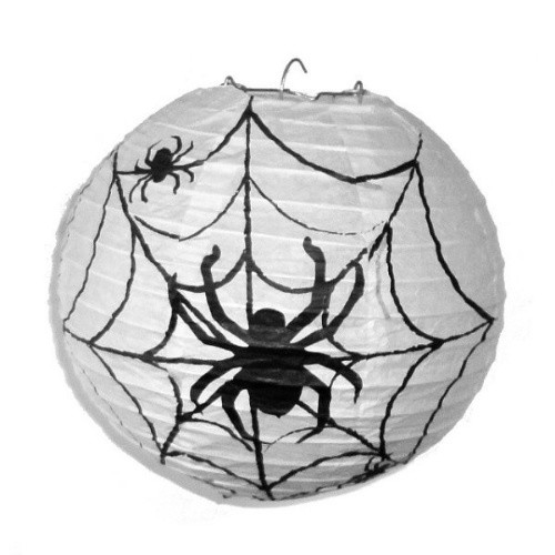 Papírový lampion Halloween pavouk s pavučinou - 20 cm