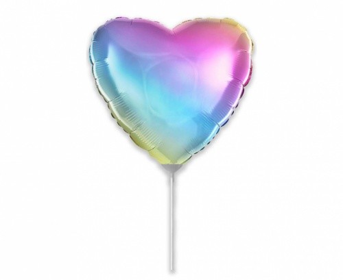 Balónky na tyčku - Duhové srdce 23 cm - 5 ks