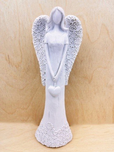 Bílý anděl s květinovými křídly 25 cm