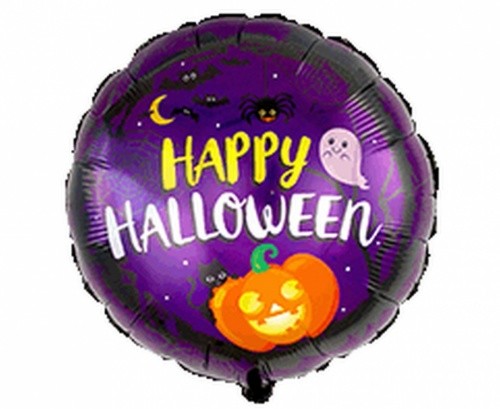Foliový balonek Happy Halloween - fialový 45 cm