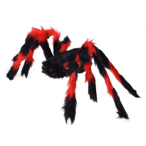 Halloweenská dekorace - pavouk velký  černo-červený -  75 cm