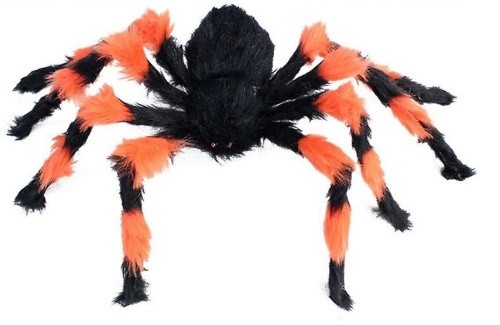 Halloweenská dekorace - pavouk velký  černo-oranžový -  75 cm