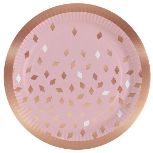 Papírové talíře - Pink rosegold -  23 cm