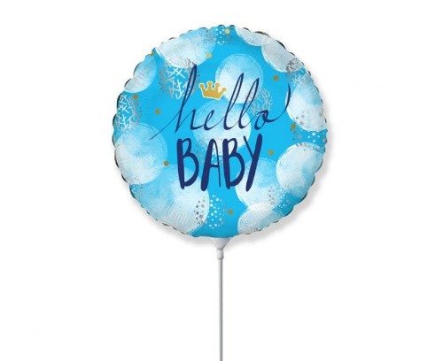 Balónky na tyčku modrý - Hello Baby 23 cm - 5 ks