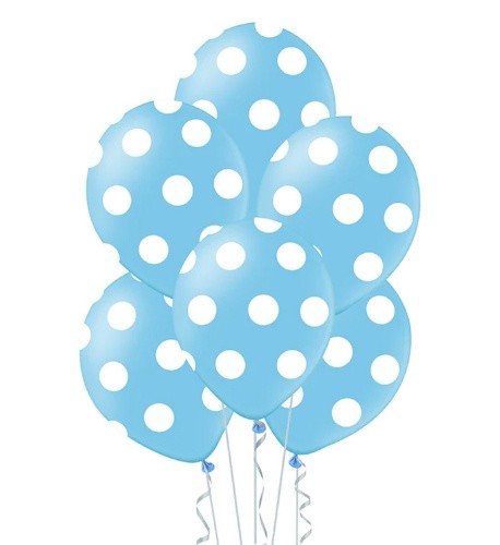 Balonky s puntíky - Modré, 30 cm - 6 ks