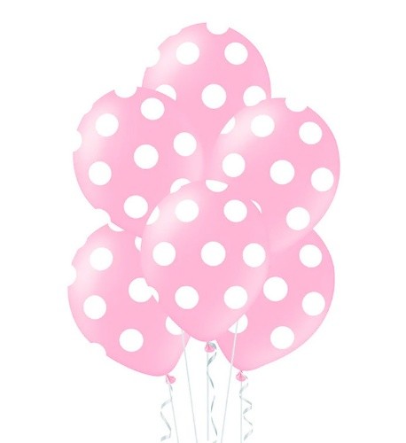 Balonky s puntíky - Růžové, 30 cm - 6 ks