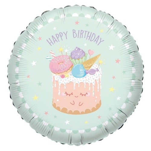 Foliový balonek - Narozeninový dort Happy Birthday   - 43 cm