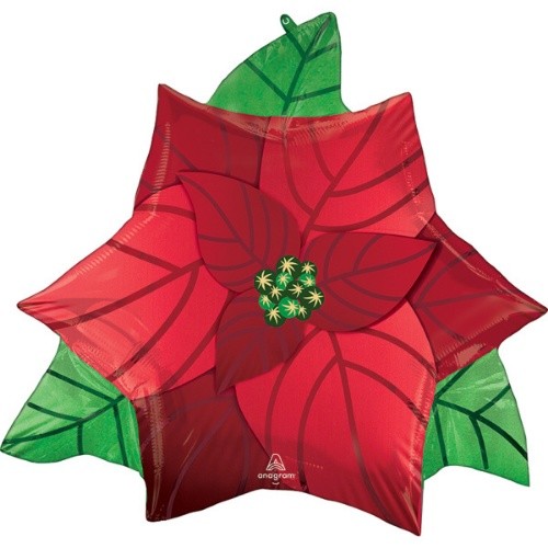 Foliový balonek - Vánoční hvězda - květ, 66 cm