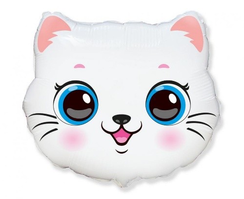 Foliový balonek hlava - Kočička bílá 61 cm