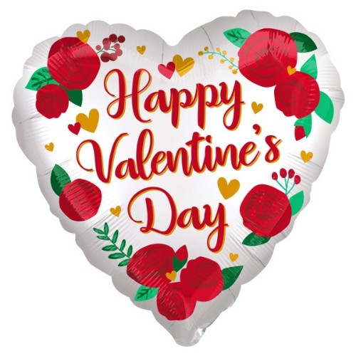 Foliový balonek Jumbo satin srdce - Happy Valentine's Day