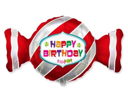 Fóliový balonek bonbon Happy Birthday 92 x 53 cm