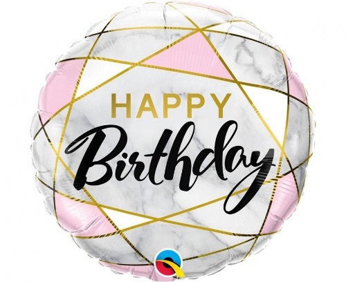 Foliový balonek mramorový - Happy Birthday - 45 cm
