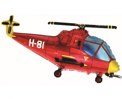 Fóliový balonek vrtulník červený  96 x 57 cm