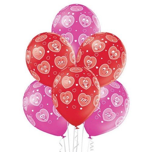 Latexové balonky Heart Smileys - 6 ks