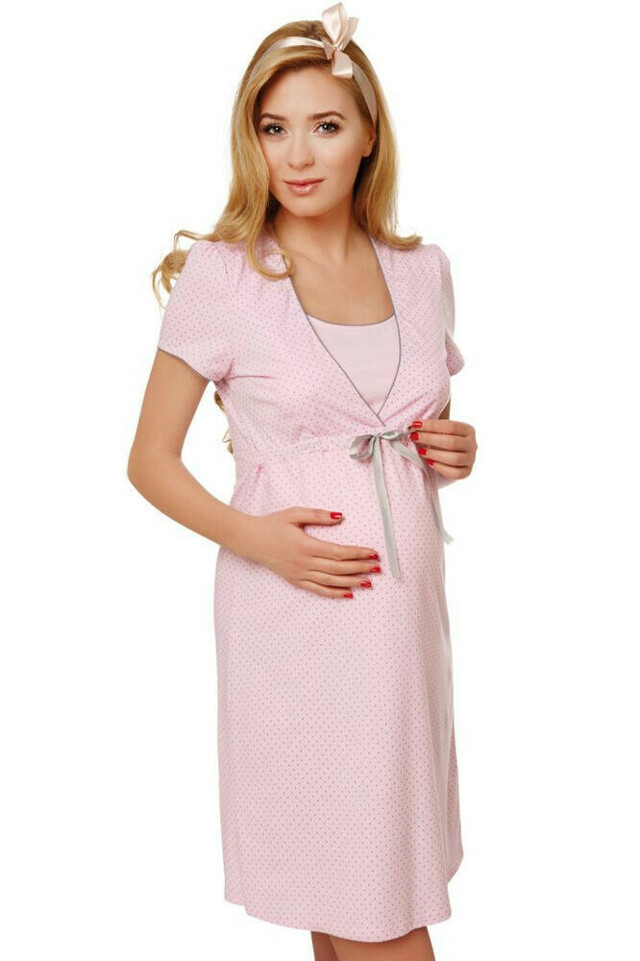 Bavlněná těhotenská noční košile Felicita růžová - S
