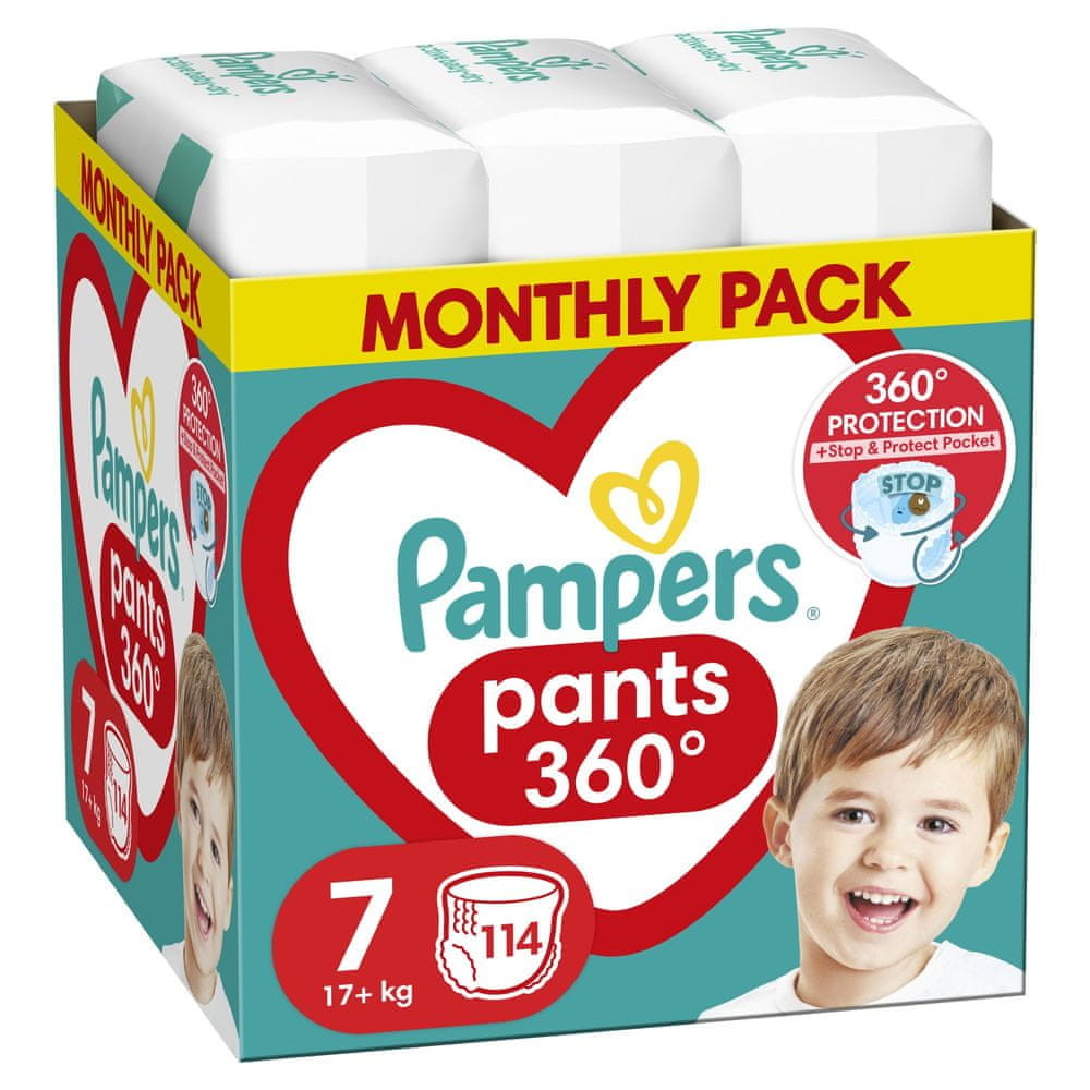 Pampers Pants vel. 7, 114 ks, 17kg+ - měsíční balení