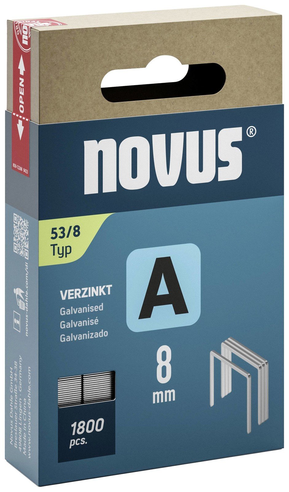 Sponky do sponkovačky - Typ 53 1800 ks Novus 042-0774 Rozměry (d x š) 8 mm x 11.3 mm