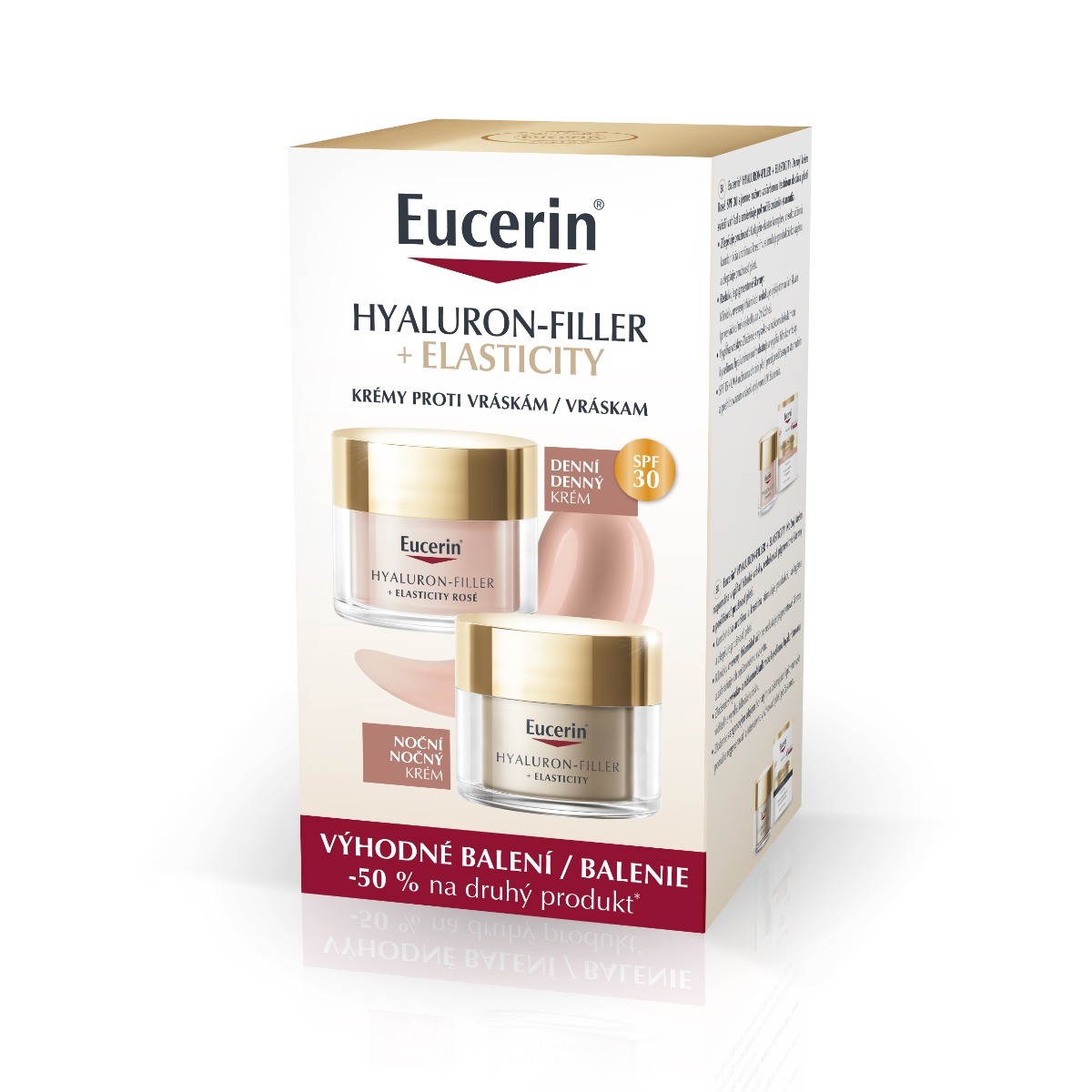 Eucerin Hyaluron-Filler + Elasticity Rosé denní SPF30 + noční krém 2x50 ml