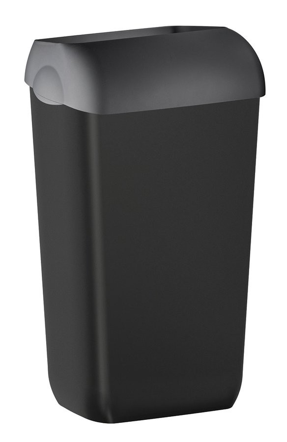 SAPHO COLORED odpadkový koš nástěnný s víkem 23l, ABS, černá mat A74201NE-1