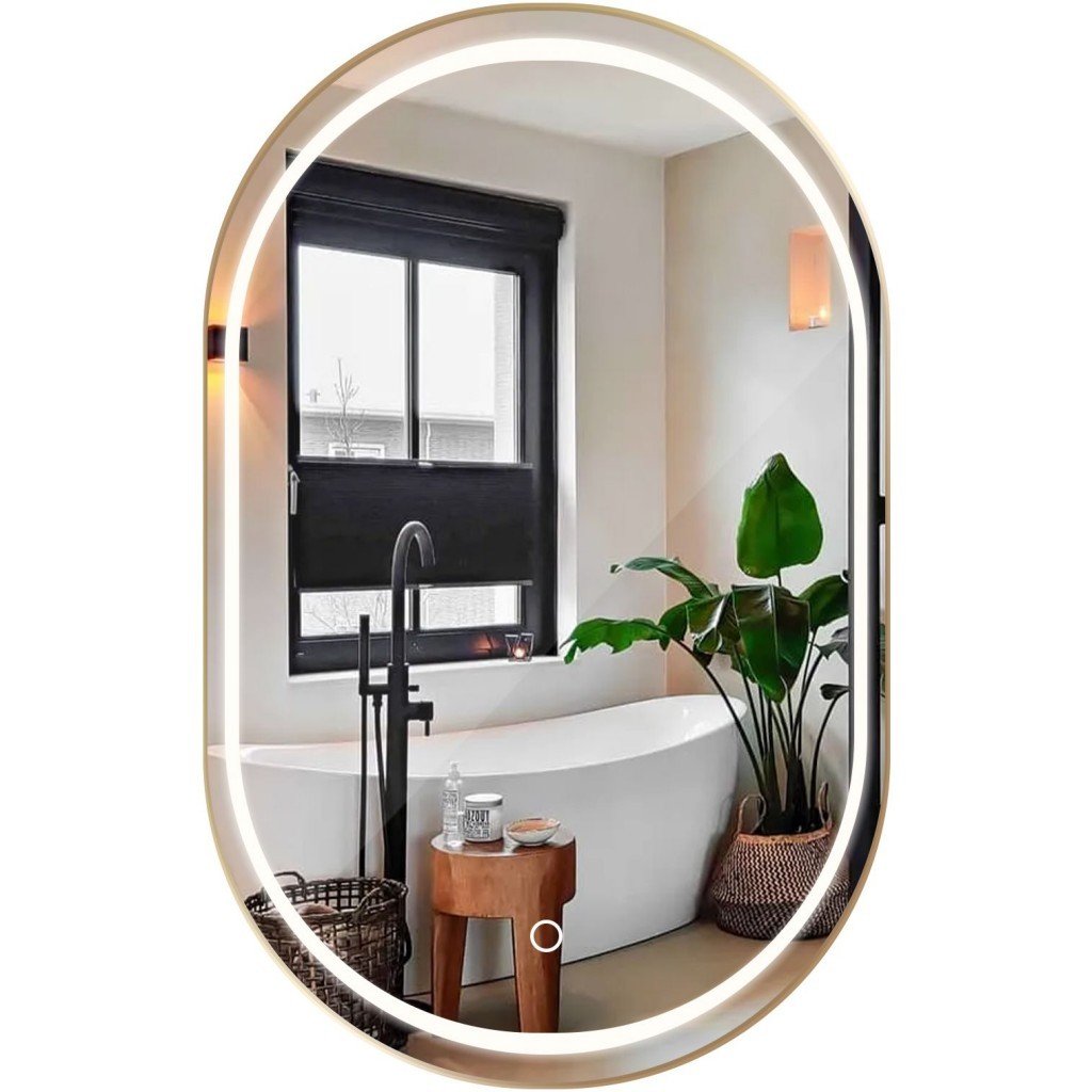 Tutumi Zrcadlo LED OLL 60x90 cm Brush Gold HOM-02509