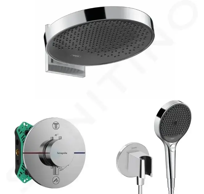 HANSGROHE Sprchový set s baterií pod omítku, s tělesem, průměr 36 cm, 3 proudy, chrom SANI21HHH008