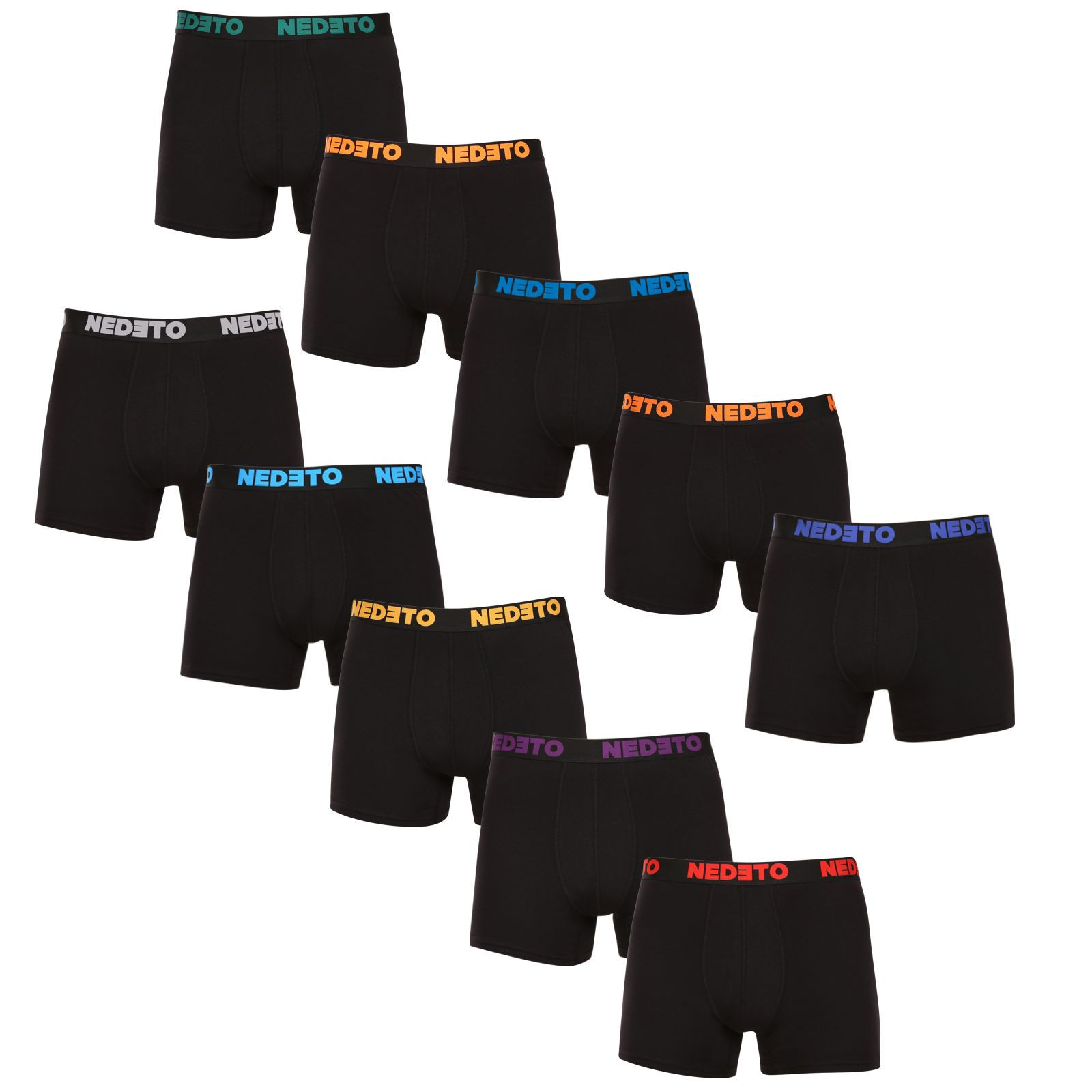 10PACK pánské boxerky Nedeto černé (10NB004b) XL