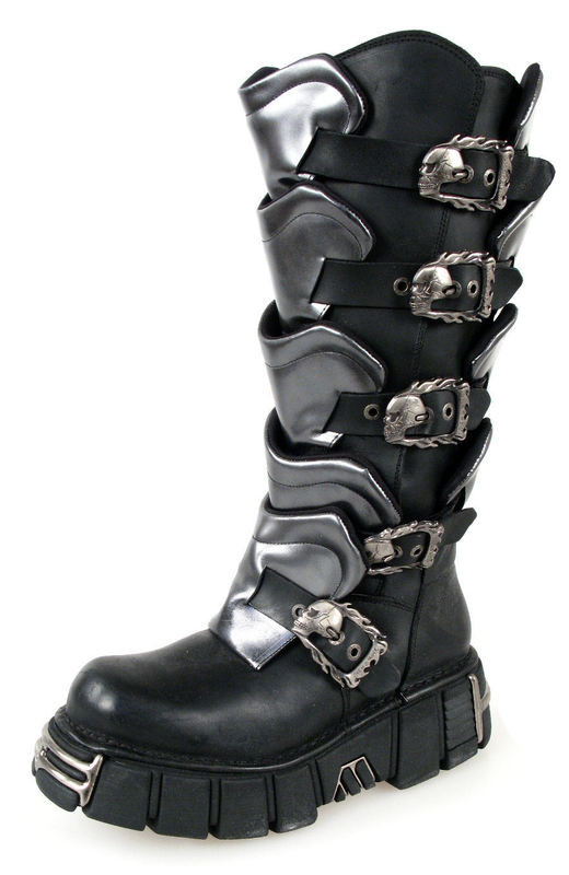 boty kožené dámské - Gladiator Boots (738-S1) Black-Grey - NEW ROCK - M.738-S1